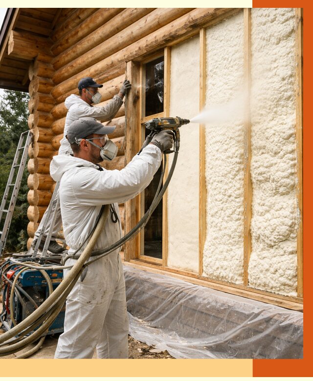 Утепление деревянного дома ППУ в Невинномысске от 4296 руб/м2 | ТепломастерНвн — под ключ