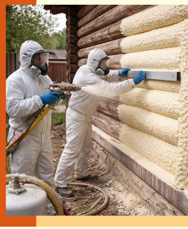 Утепление бревенчатого дома ППУ в Невинномысске эффективной изоляцией