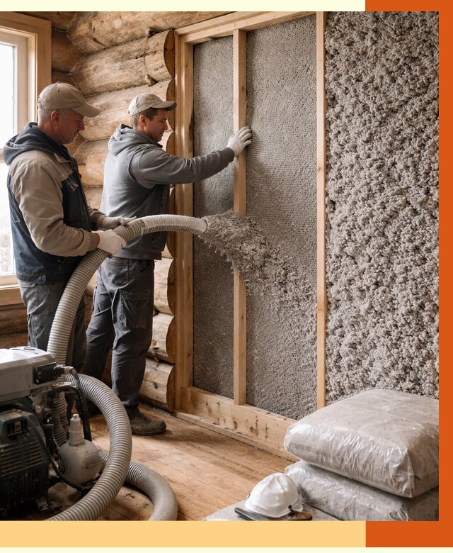 Утепление бревенчатого дома эковатой в Невинномысске от 2813 руб. | ТепломастерНвн