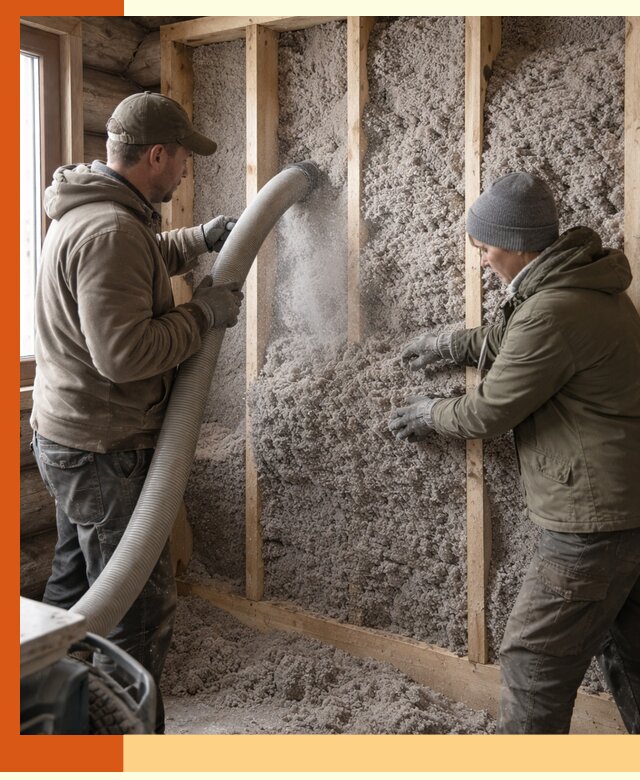 Утепление бревенчатого дома эковатой в Невинномысске