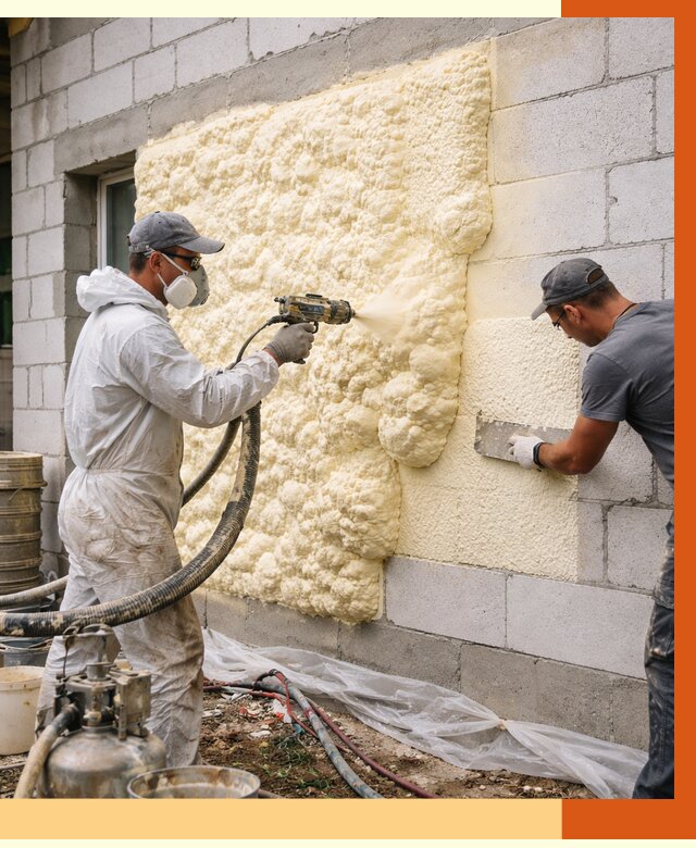 Утепление дома из газобетона ППУ в Невинномысске от 4910 руб./м² под ключ | ТепломастерНвн