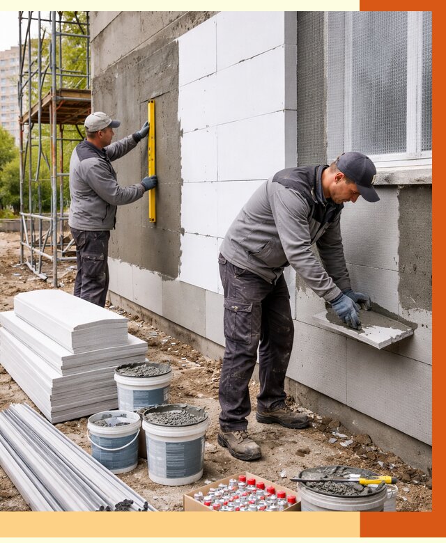 Утепление фасада и стен снаружи в Невинномысске от 4296 руб. | ТепломастерНвн