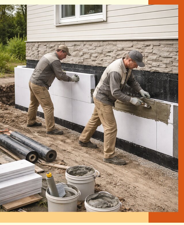 Утепление фундамента снаружи в Невинномысске от 4296 руб. за м² | ТепломастерНвн