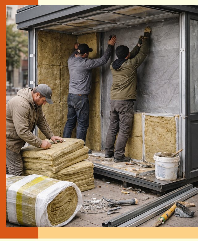 Утепление павильона шаурмы под ключ в Невинномысске