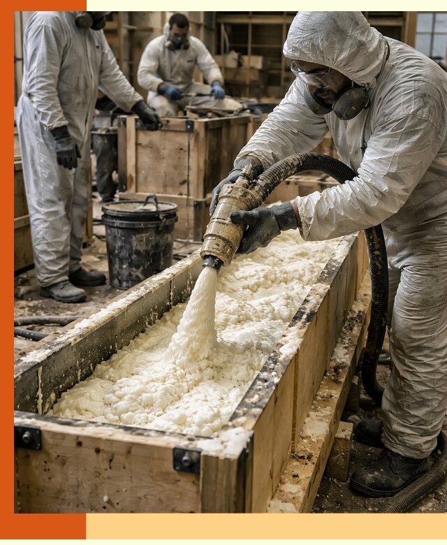 Заливка пенополиуретана в формы для утепления в Невинномысске