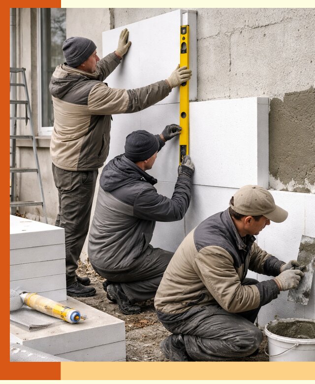 Утепление пенопластом наружных стен и фасадов в Невинномысске