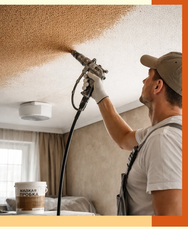 Утепление потолка жидкой пробкой в Невинномысске от 3580 руб. | ТепломастерНвн